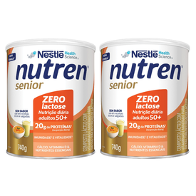 Kit Complemento Alimentar Nutren Senior Sem Sabor Zero Lactose 740G 2 unidades