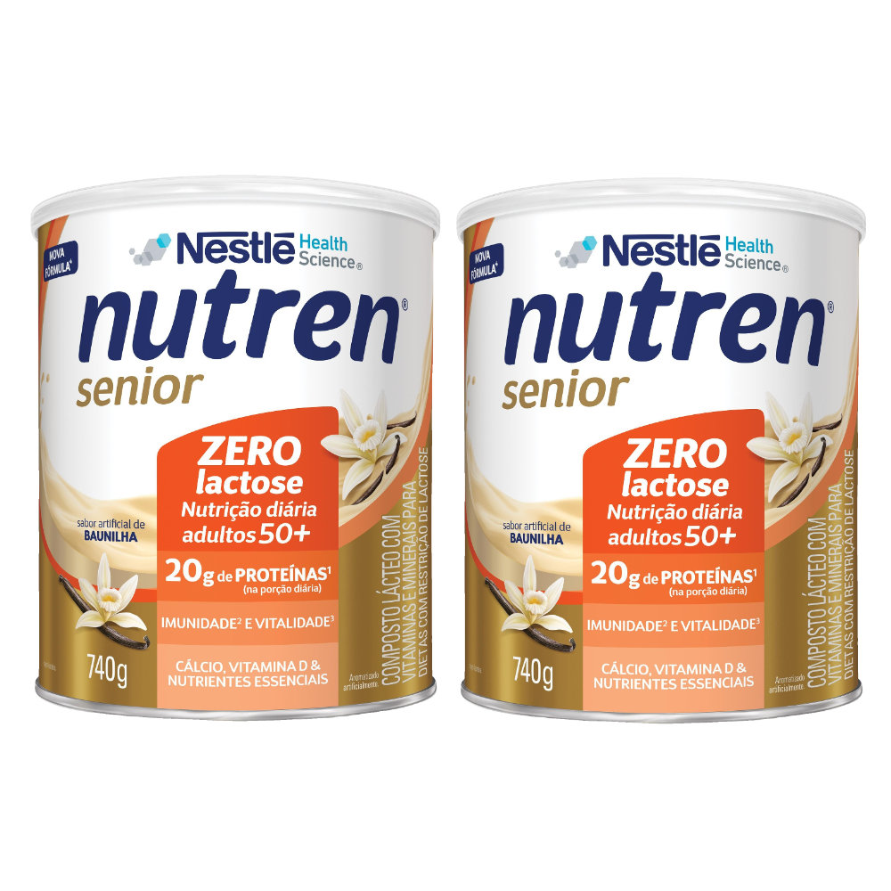 Kit Complemento Alimentar Nutren Senior Zero Lactose Baunilha 740g 2 Unidades