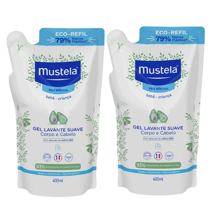 Kit Gel Lavante Mustela Pele Normal Refil 400Ml 2 unidades