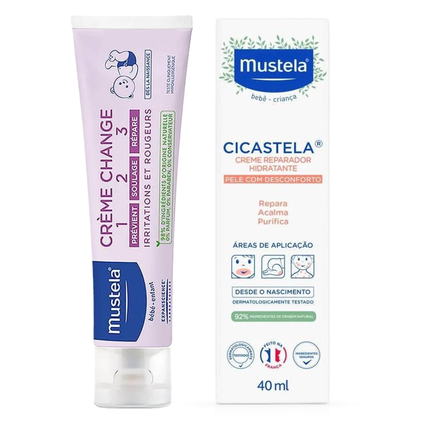 Kit Mustela Creme Reparador Cicastela 40Ml + Creme Vitaminado Preventivo Para Assaduras 123 108G