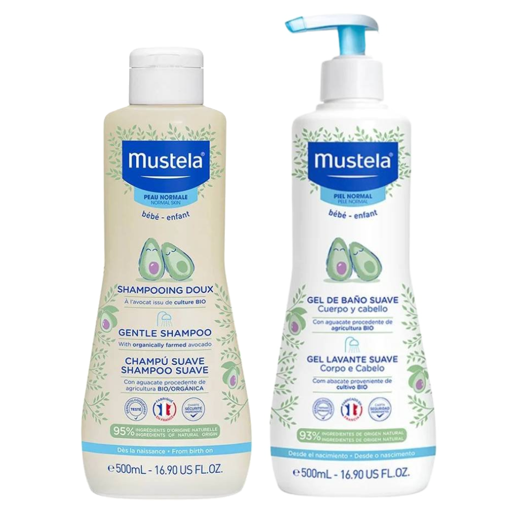 Kit Mustela Shampoo Suave 500ml + Gel Lavante Para Pele Normal 500ml
