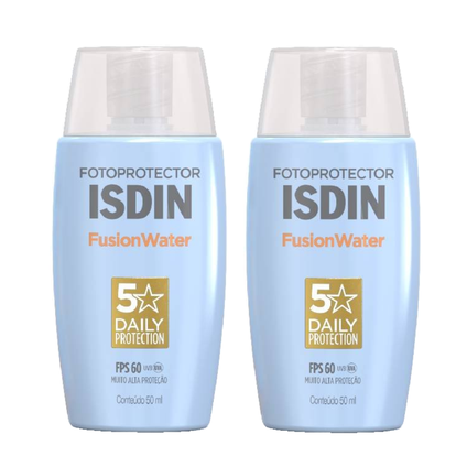 Kit Protetor Solar Facial Isdin Fusion Water Sem Cor Fps60 50Ml 2 unidades