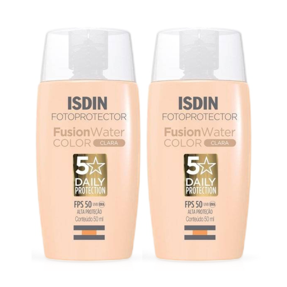 Kit Protetor Solar Facial Isdin Fusion Water Cor Clara Fps50 50ml 2 Unidades