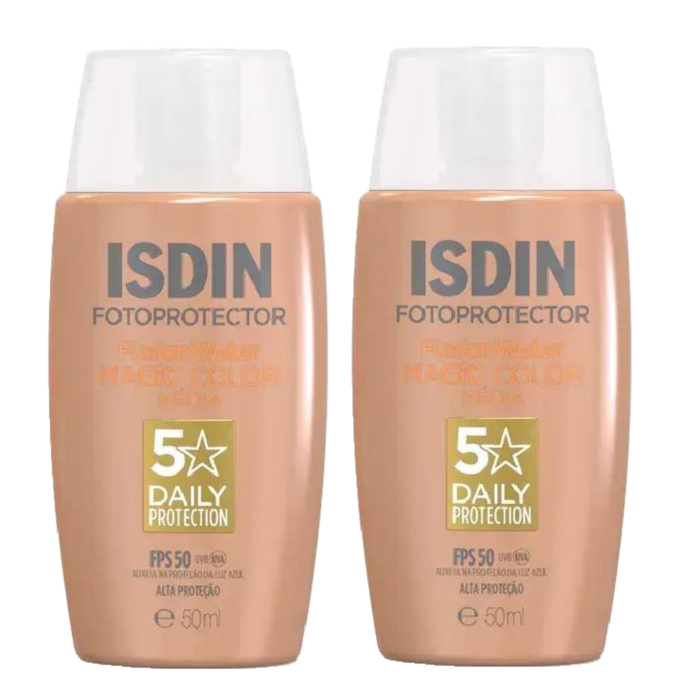 Kit Protetor Solar Facial Isdin Fusion Water Cor Média Fps50 50ml 2 Unidades