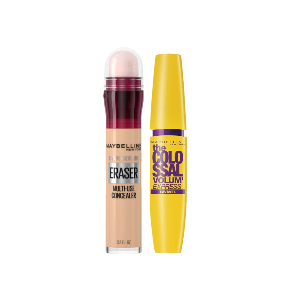 Kit Maybelline Corretivo Líquido Eraser Light 5.9ml + Máscara De Cílios Lavável Preto 9,2ml