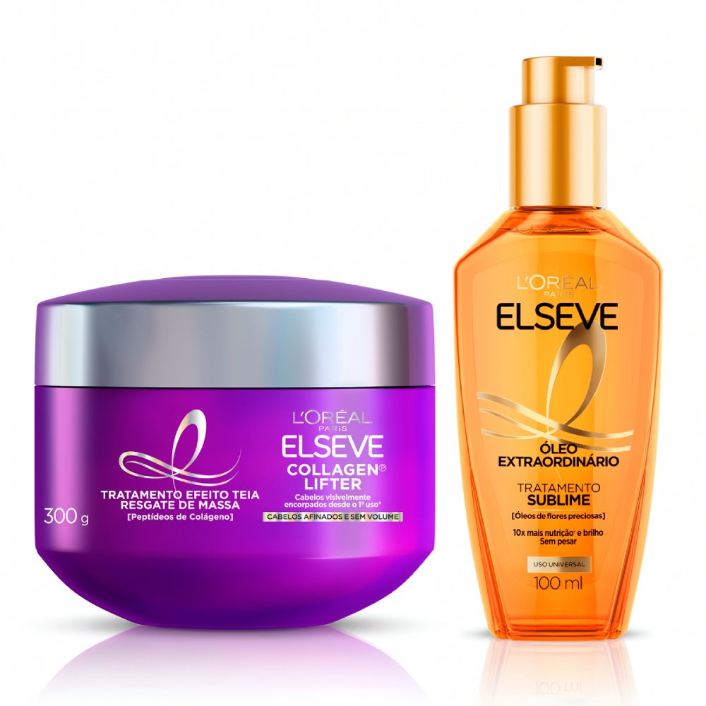 Kit Elseve Máscara De Tratamento Colágeno 300g  + Óleo Extraordinário 100ml 