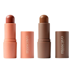Kit Mascavo Contorno Em Bastão Shape Almond By Mariana Saad 6g + Blush Em Bastão Flush Oak By Mariana Saad 6g
