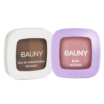 Kit Bauny Blush Compacto Açucena 5G + Duo De Sombras Para Sobrancelhas 5G