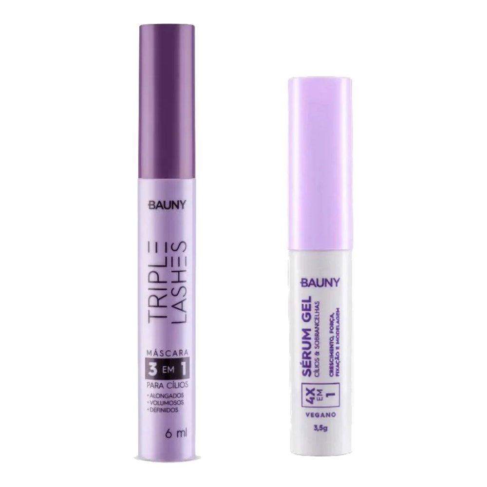 Kit Bauny Sérum Gel Cílios E Sobrancelhas 3,5g + Máscara De Cílios Triple Lashes 6ml
