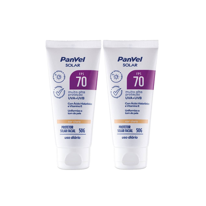 Kit Protetor Solar Facial Panvel Fps70 Cor Clara 50G - 2 Unidades