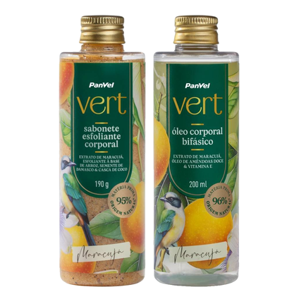 Kit Panvel Sabonete Esfoliante Corporal Maracujá Vert 190G + Óleo Corporal Bifásico Maracujá Vert 200Ml