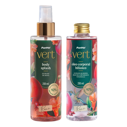 Kit Panvel Body Splash Romã Vert 200Ml + Óleo Bifasico Romã Vert 200Ml
