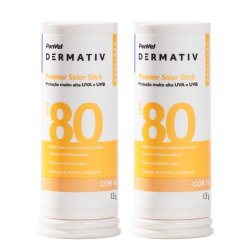 Kit Protetor Solar Facial Em Bastão (stick) Fps80 Panvel Dermativ Cor 10 13g 2 Unidades