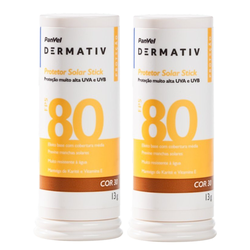 Kit Protetor Solar Facial Em Bastão (stick) Fps80 Panvel Dermativ Cor 30 13g 2 Unidades
