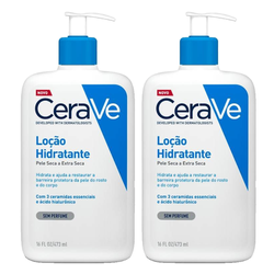 Kit Hidratante Corporal Cerave Loção Ácido Hialurônico Ceramidas Para Pele Seca 473ml 2 Unidades
