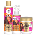 Kit Salon Line Máscara De Tratamento Sos Cachos Antiporosidade De Repente Pronta 500G + Creme Para Pentear 300Ml + Shampoo 500Ml