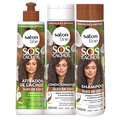 Kit Salon Line Ativador De Cachos Sos Cachos Coco 300Ml + Shampoo 300Ml + Condicionador 300Ml