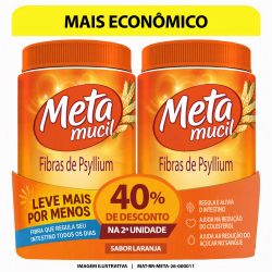 Kit Metamucil Solúvel Sabor Laranja 174g 2 Unidades