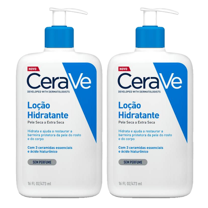 Kit Hidratante Corporal Cerave Loção Ácido Hialurônico Ceramidas Para Pele Seca 473Ml 2 unidades