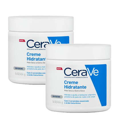 Kit Creme Hidratante Corporal Cerave Ácido Hialurônico Ceramidas Para Pele Seca 454G 2 unidades