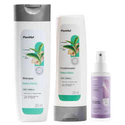 Kit Panvel Leave In Protetor Térmico Bloqueador De Umidade 120ml + Condicionador Detox Diário 275ml + Shampoo Detox Diário 325ml