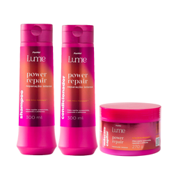 Kit Panvel Máscara Capilar Power Repair Lume 270g + Condicionador 300ml + Shampoo 300ml