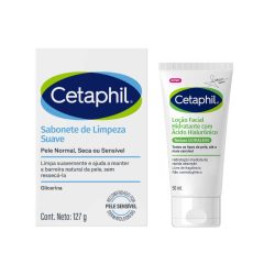 Kit Cetaphil Loção Hidratante Facial Com Ácido Hialurônico Sabrina Sato 50ml + Sabonete Em Barra De Limpeza Suave Para Pele Normal A Seca E Sensível 127g