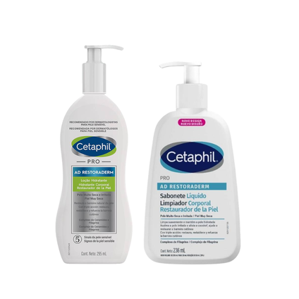 Kit Cetaphil Sabonete Líquido Corporal Pro Ad Restoraderm Para Pele Extra Seca E Irritada 236Ml + Loção Hidratante Pro Ad Restoraderm Para Pele Extra Seca E Irritada 295Ml