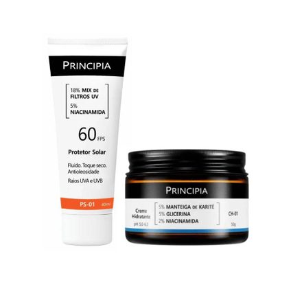 Kit Principia Protetor Solar Facial Ps 01 Fps 60 40Ml + Creme Hidratante Facial Ch 01 50G