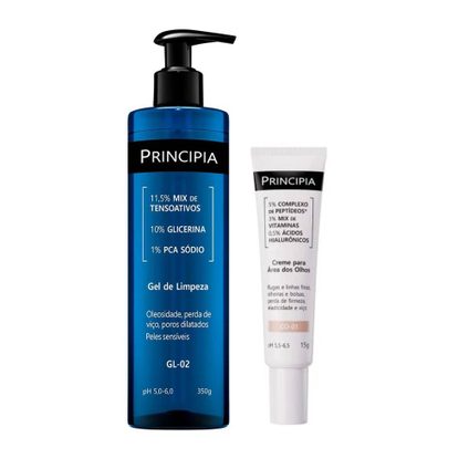 Kit Principia Gel De Limpeza Facial Gl 02 350G + Creme Para Área Dos Olhos Co 01 15G