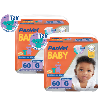 Kit Fralda Panvel Baby Premium Sec Bag G Com 120 Unidades