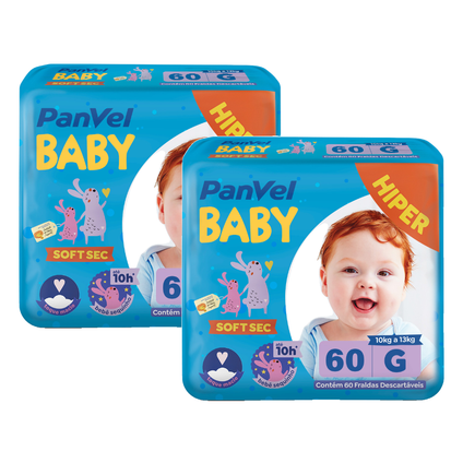 Kit Fralda Panvel Baby Soft Sec G Com 120 Unidades