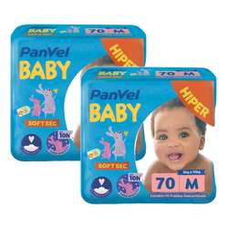 Kit Fralda Panvel Baby Soft Sec M Com 140 Unidades