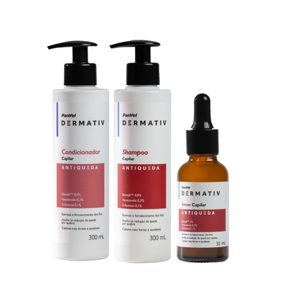 Kit Panvel Dermativ Antiqueda Condicionador 300Ml + Sérum Capila 30Ml + Shampoo 300Ml