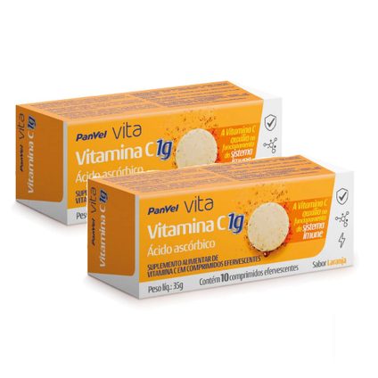 Kit Vitamina C 1G Panvel Vita 20 Comprimidos Efervescentes 