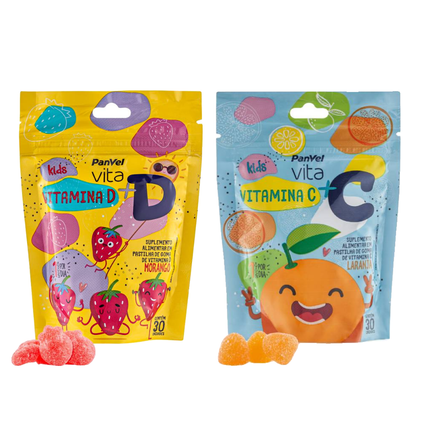 Kit Panvel Vitamina D Kids Vita 30 Gomas + Vitamina C Kids Vita 30 Gomas