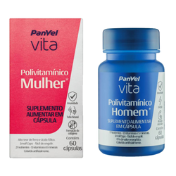 Kit Panvel Polivitamínico Mulher Vita 60 Cápsulas + Polivitamínico Homem Vita 60 Cápsulas