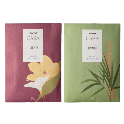 Kit Panvel Sachê Perfumado Casa Bambu 25G + Sachê Perfumado Casa Jasmim 25G