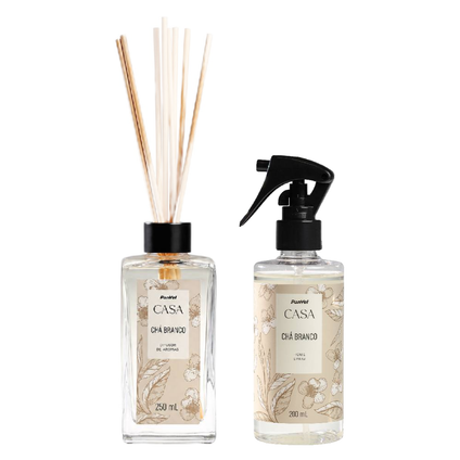 Kit Panvel Home Spray Casa Chá Branco 200Ml + Difusor De Aromas Casa Chá Branco 250Ml