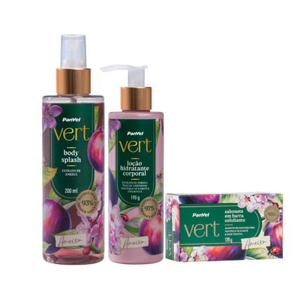 Kit Panvel Loção Hidratante Corporal Ameixa Vert 190G + Sabonete Em Barra Esfoliante 120G + Body Splash Desodorante 200Ml