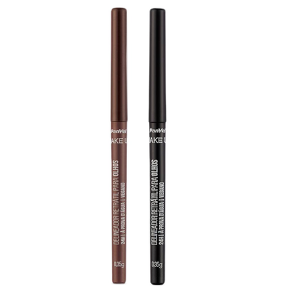 Kit Panvel Delineador Retrátil Para Olhos Make Up Marrom 0,35G Lapiseira + Delineador Retrátil Para Olhos Make Up Preto 0,35G Lapiseira