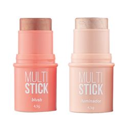 Kit Panvel Iluminador Multi Stick Champagne Make Up + Blush Multi Stick Coral Make Up