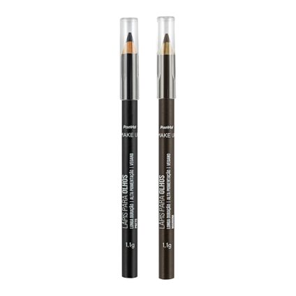 Kit Panvel Lapis Para Olhos Make Up Preto 1,1G + Lapis Para Olhos Make Up Marrom 1,1G