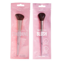 Kit Panvel Pincel Para Maquiagem Contorno Make Up + Pincel Para Maquiagem Blush Make Up