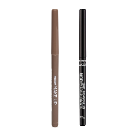 Kit Panvel Delineador Retrátil Para Sobrancelhas Make Up Universal 0,35G Lapiseira + Delineador Retrátil Para Olhos Make Up Preto 0,35G Lapiseira