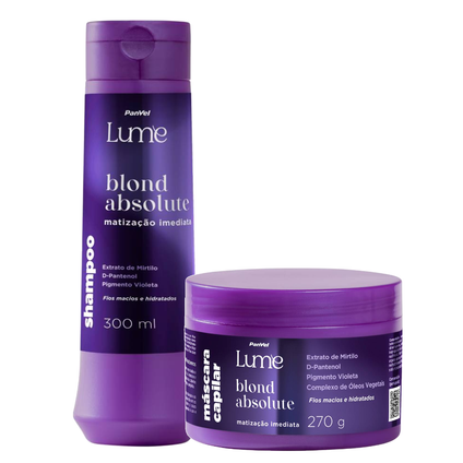 Kit Panvel Shampoo Matizador Blond Absolute Lume 300Ml + Máscara Capilar Matizadora Blond Absolute Lume 270G