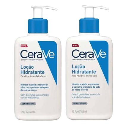 Kit Creme Hidratante Corporal Cerave Ácido Hialurônico Ceramidas Para Pele Seca 340Ml
