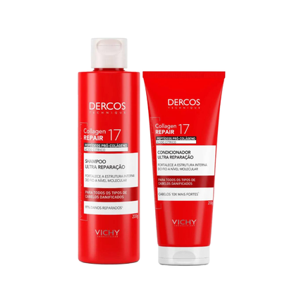 Kit Vichy Shampoo Antiqueda Dercos Collagen Repair 17 200Ml + Condicionador 200Ml
