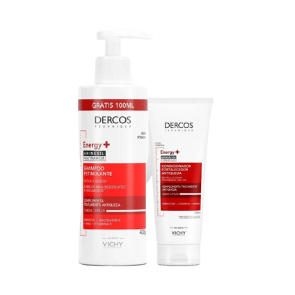 Kit Vichy Shampoo Antiqueda Dercos Energy+ 400G + Condicionador Dercos Antiqueda Energy+ 200Ml