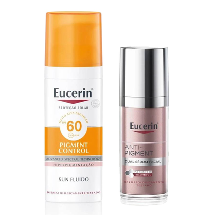 Kit Eucerin Protetor Solar Facial Antimanchas Pigment Control Fps60 Sem Cor Fluido 50Ml + Sérum Facial Dual Anti Pigment 30Ml